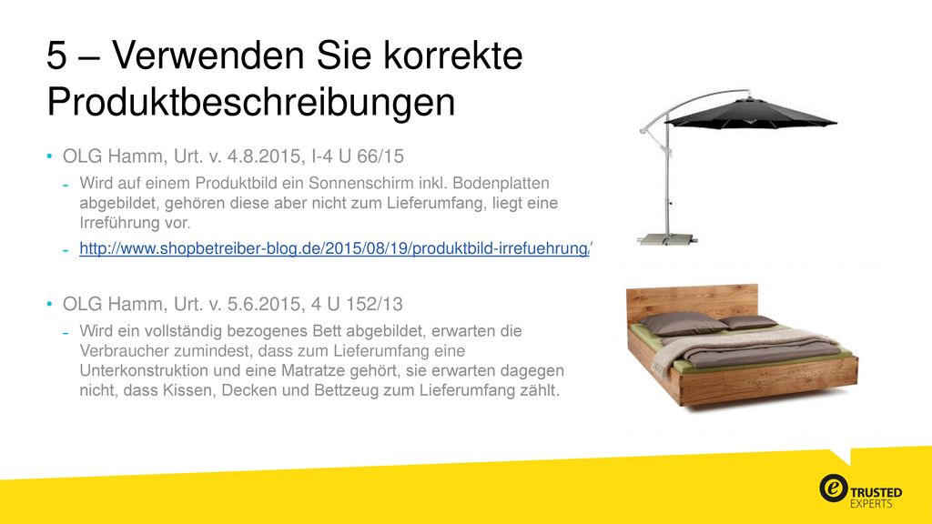 5 – Verwenden Sie korrekte Produktbeschreibungen