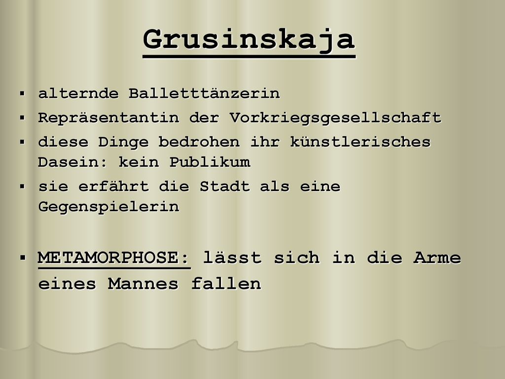 Grusinskaja METAMORPHOSE: lässt sich in die Arme eines Mannes fallen
