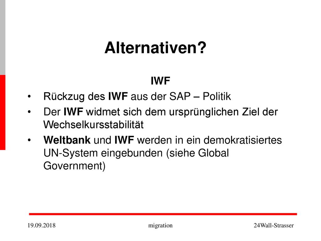 Alternativen IWF Rückzug des IWF aus der SAP – Politik