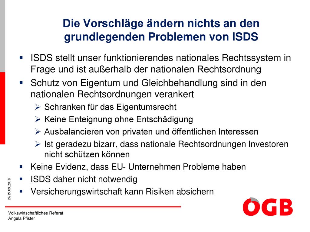 Die Vorschläge ändern nichts an den grundlegenden Problemen von ISDS