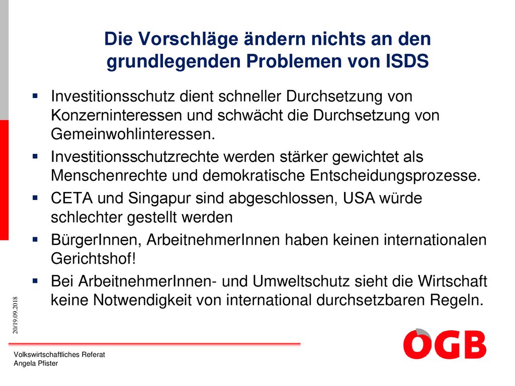 Die Vorschläge ändern nichts an den grundlegenden Problemen von ISDS