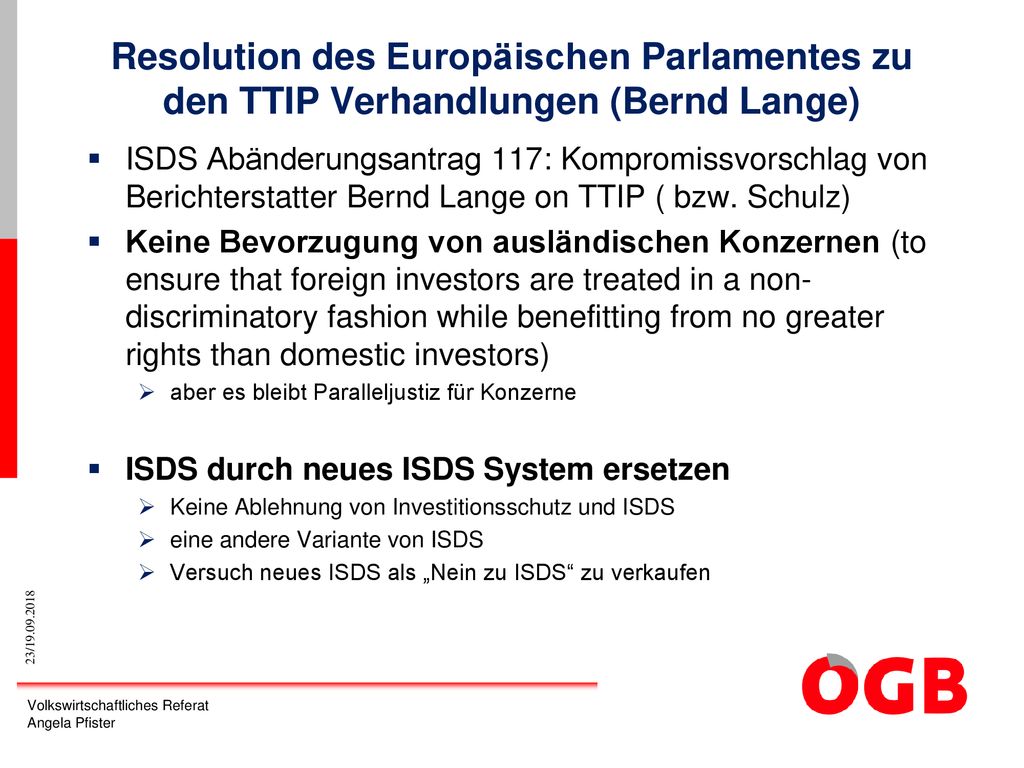 Resolution des Europäischen Parlamentes zu den TTIP Verhandlungen (Bernd Lange)