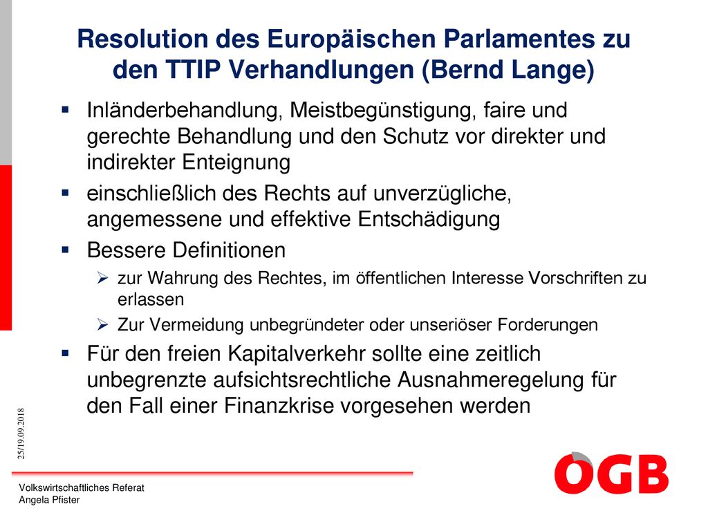 Resolution des Europäischen Parlamentes zu den TTIP Verhandlungen (Bernd Lange)