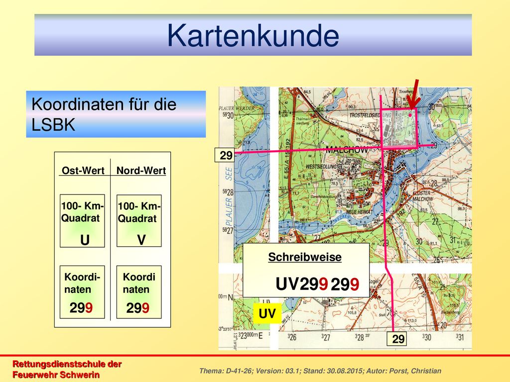 Kartenkunde Koordinaten für die LSBK U V U V UV 29