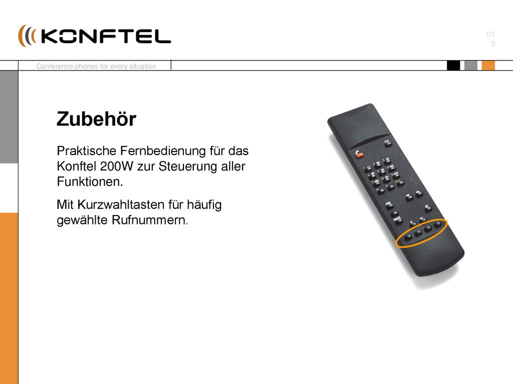 Zubehör Praktische Fernbedienung für das Konftel 200W zur Steuerung aller Funktionen.