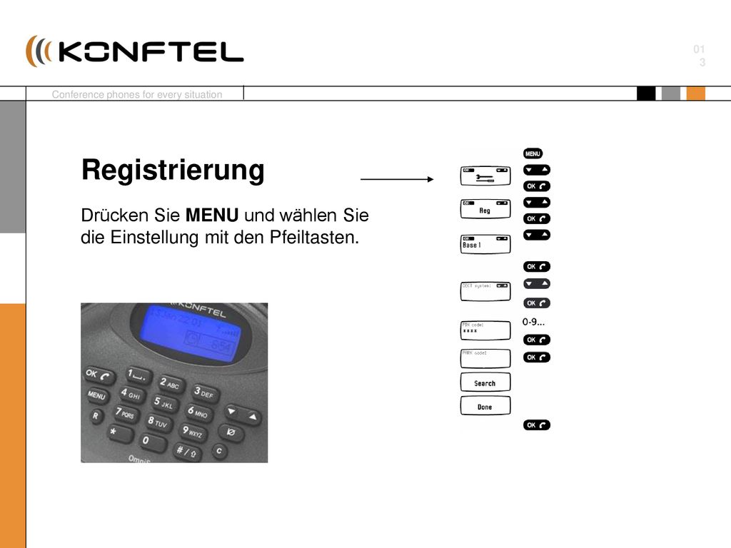 Registrierung Drücken Sie MENU und wählen Sie die Einstellung mit den Pfeiltasten.