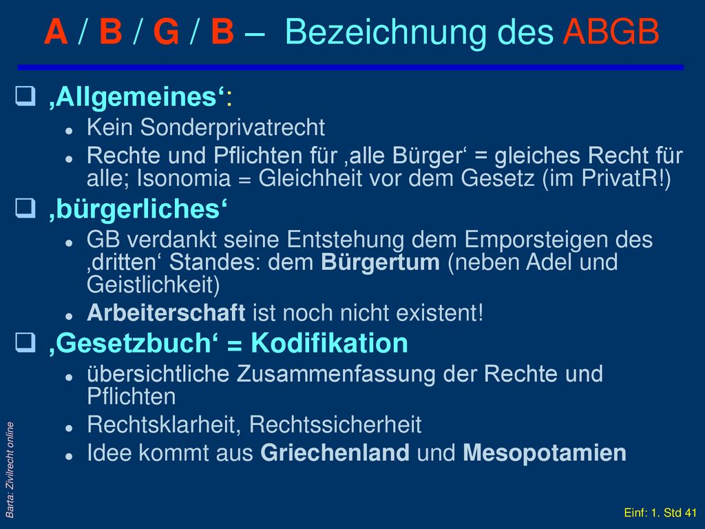 A / B / G / B – Bezeichnung des ABGB