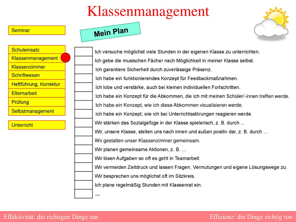 Effektivität: die richtigen Dinge tun Effizienz: die Dinge richtig tun