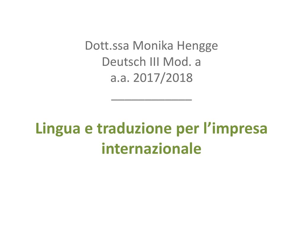 Dott. ssa Monika Hengge Deutsch III Mod. a a. a