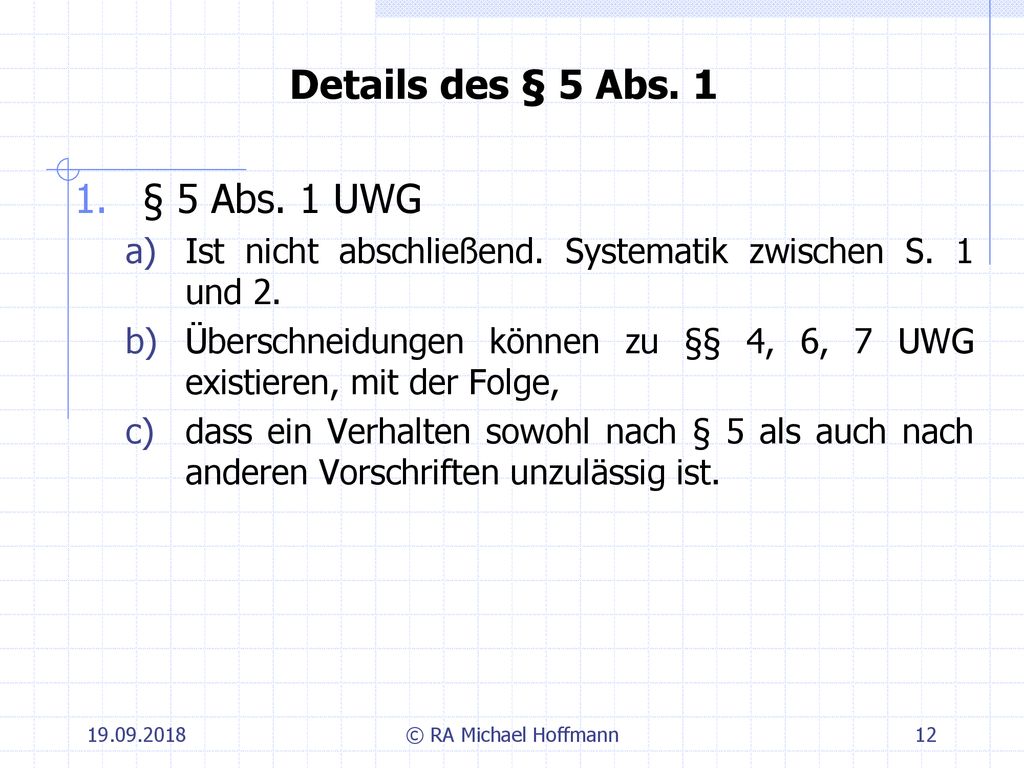 Details des § 5 Abs. 1 § 5 Abs. 1 UWG