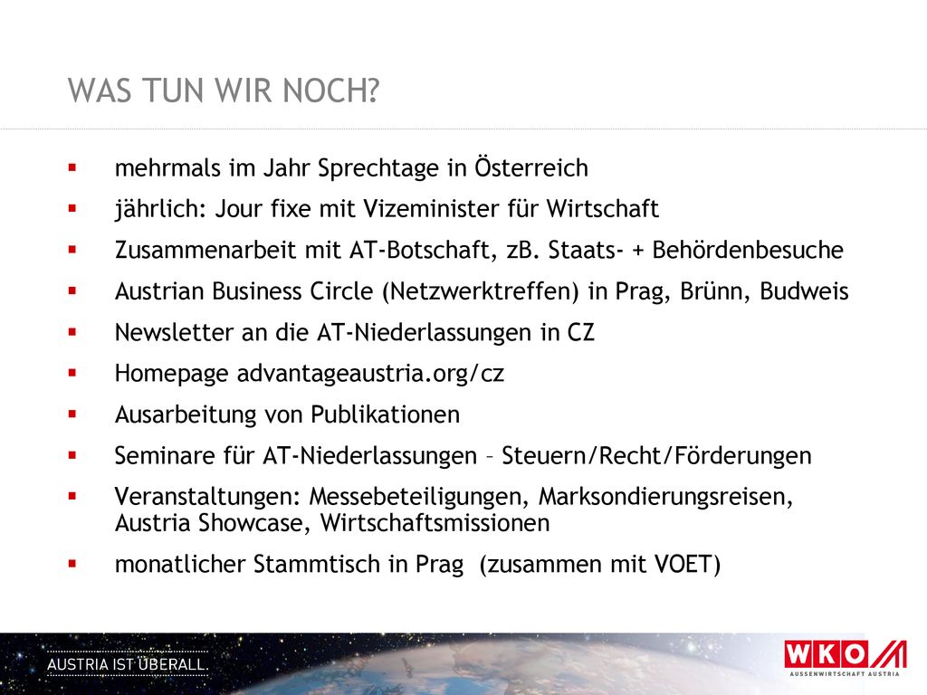 WAS TUN WIR NOCH mehrmals im Jahr Sprechtage in Österreich