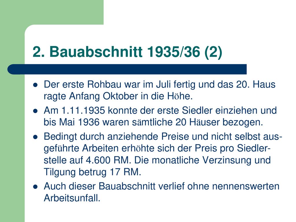 2. Bauabschnitt 1935/36 (2) Der erste Rohbau war im Juli fertig und das 20. Haus ragte Anfang Oktober in die Höhe.