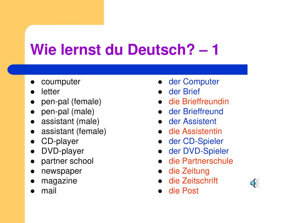 Wie lernst du Deutsch – 1 coumputer letter pen-pal (female)