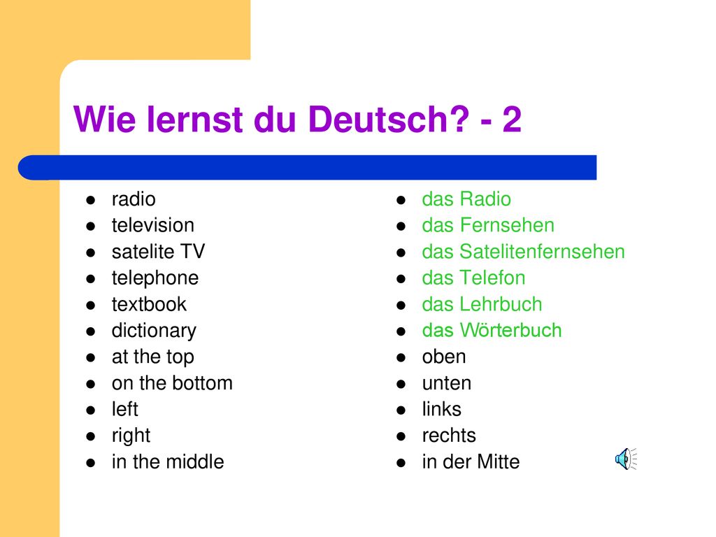 Wie lernst du Deutsch - 2 radio television satelite TV telephone