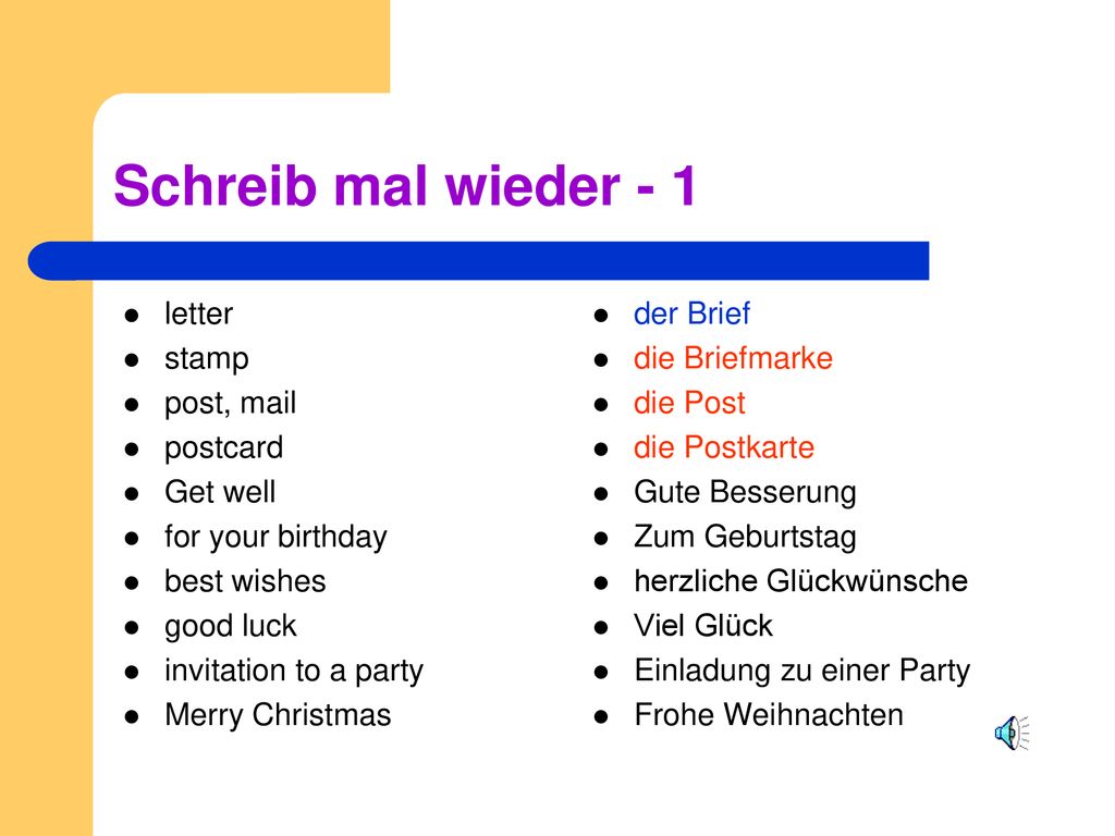 Schreib mal wieder - 1 letter stamp post, mail postcard Get well