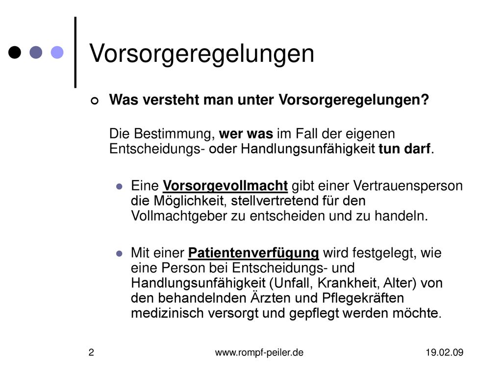 Vorsorgeregelungen Was versteht man unter Vorsorgeregelungen