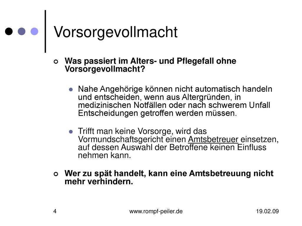 Vorsorgevollmacht Was passiert im Alters- und Pflegefall ohne Vorsorgevollmacht