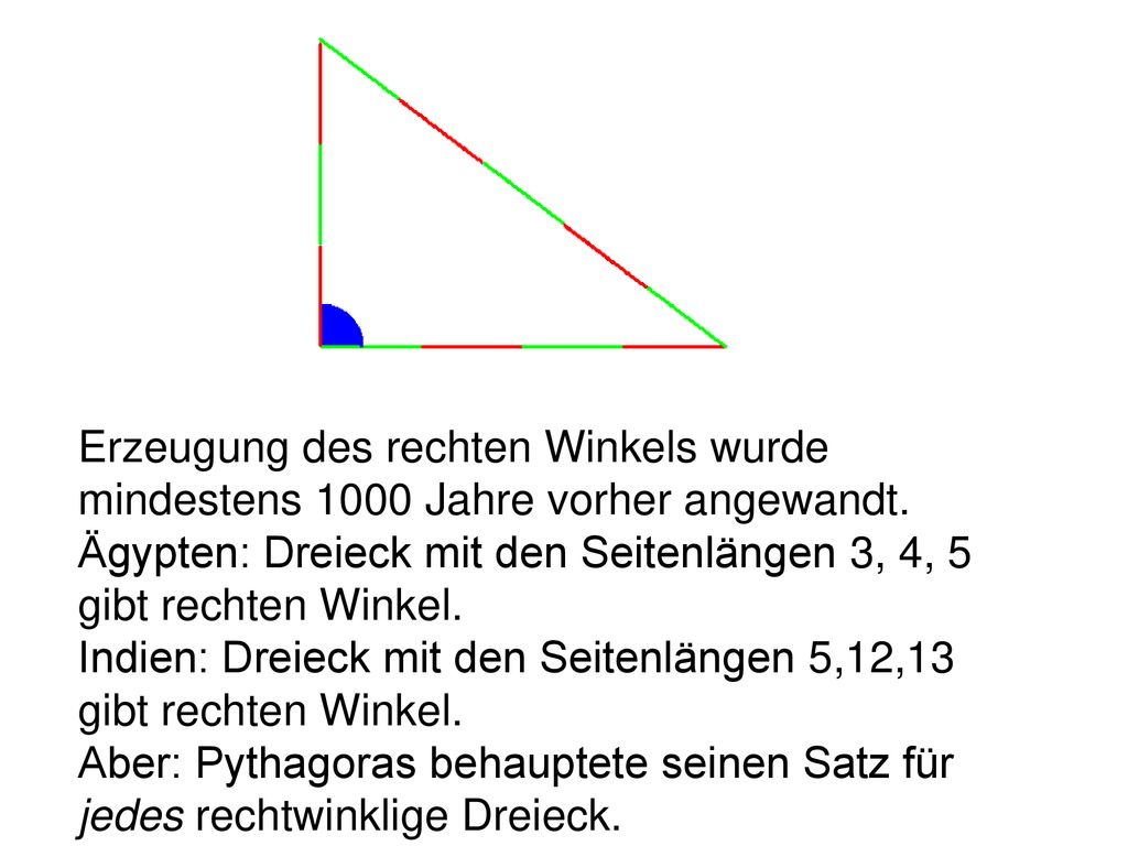 Erzeugung des rechten Winkels wurde mindestens 1000 Jahre vorher angewandt.