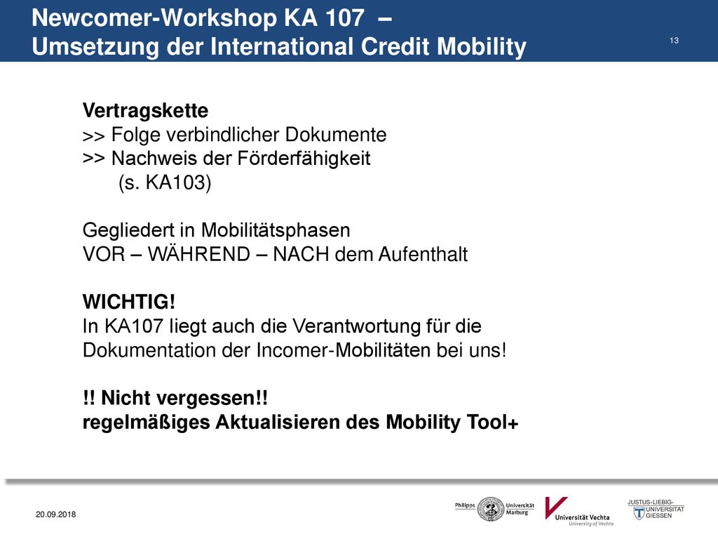 Newcomer-Workshop KA 107 – Umsetzung der International Credit Mobility