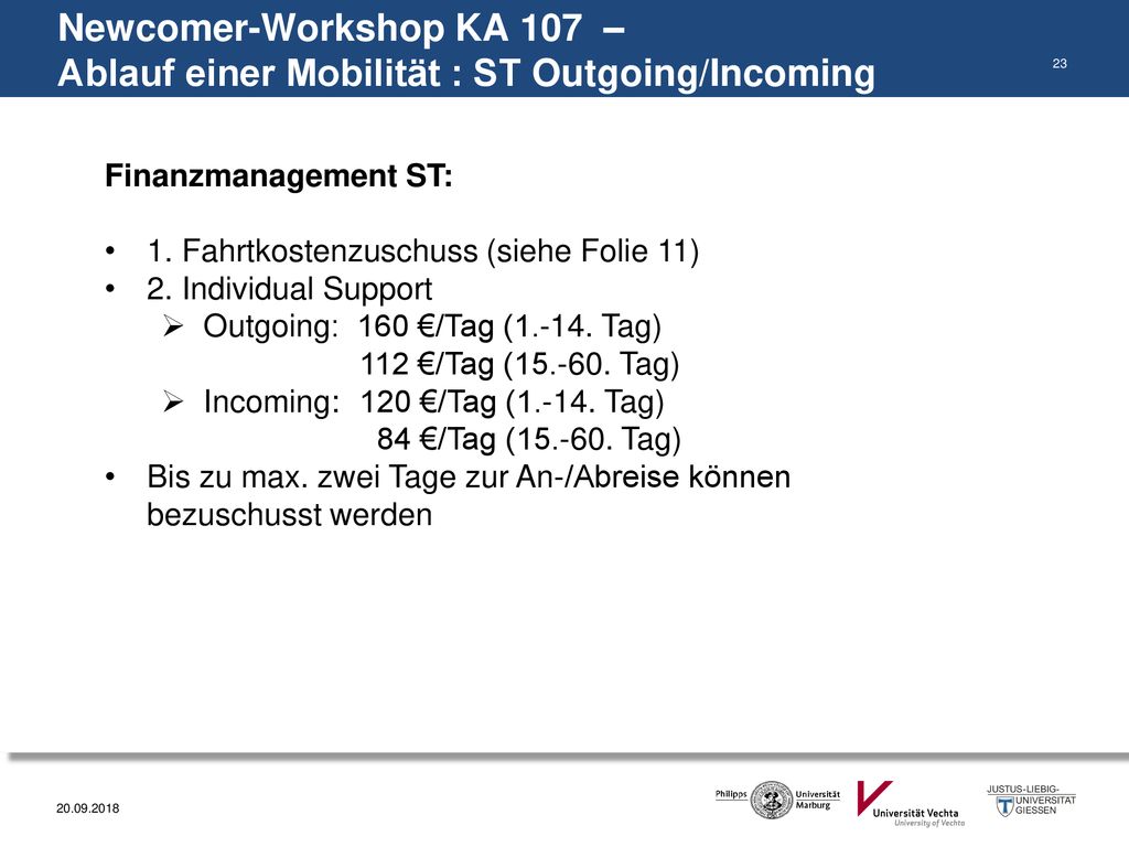 Newcomer-Workshop KA 107 – Ablauf einer Mobilität : ST Outgoing/Incoming
