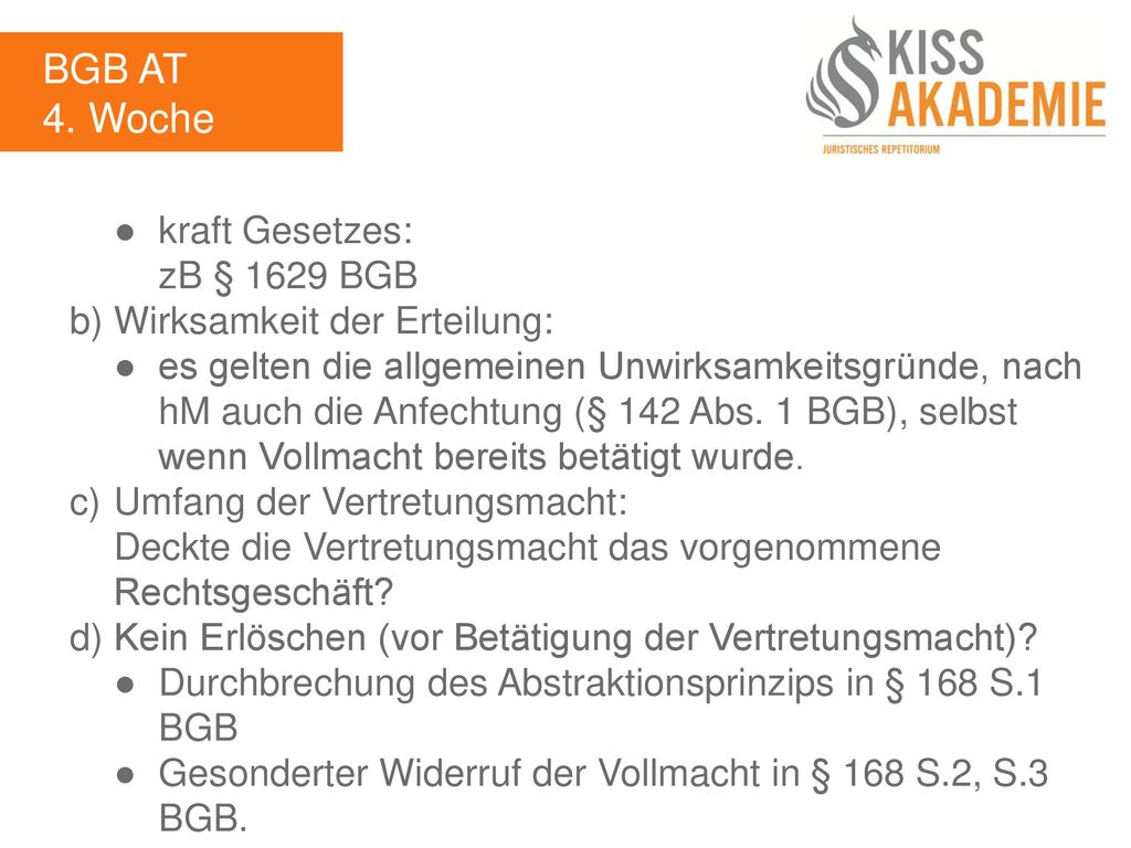 BGB AT 4. Woche ● kraft Gesetzes: zB § 1629 BGB