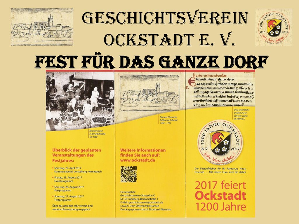 Geschichtsverein Ockstadt e. V. Fest für das ganze Dorf