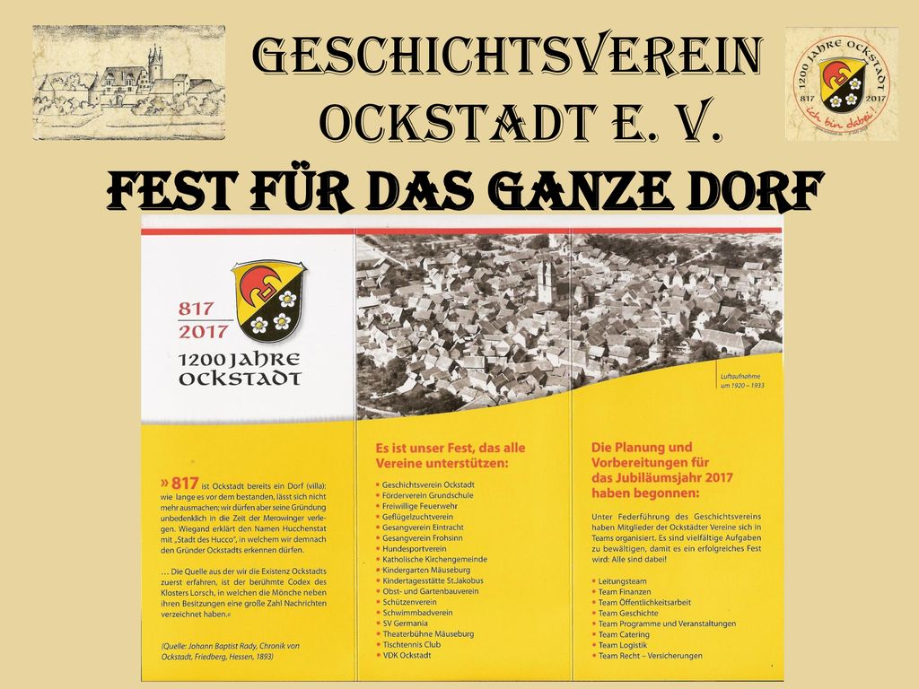 Geschichtsverein Ockstadt e. V. Fest für das ganze Dorf