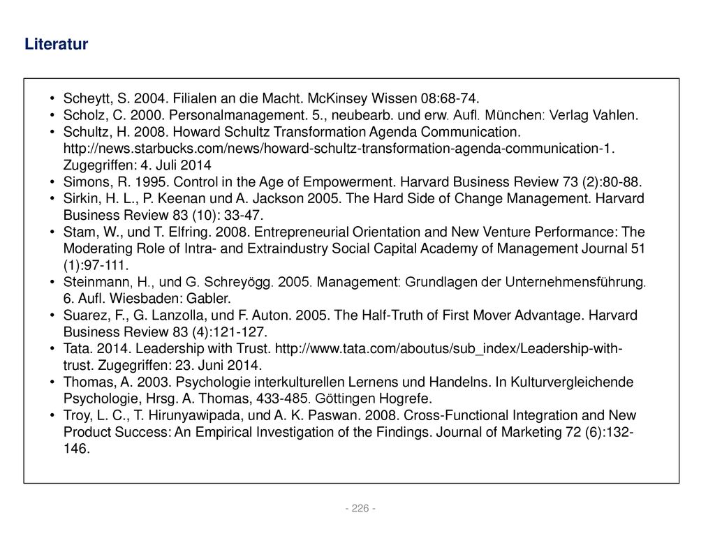 Literatur Scheytt, S Filialen an die Macht. McKinsey Wissen 08: