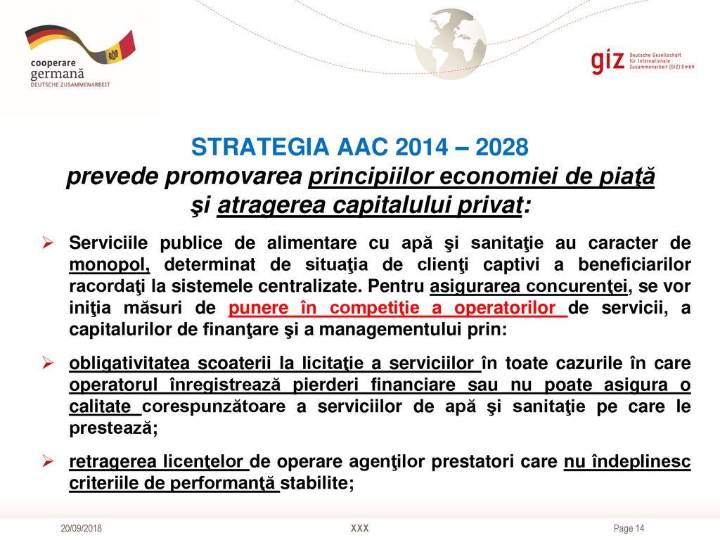 STRATEGIA AAC 2014 – 2028 prevede promovarea principiilor economiei de piaţă şi atragerea capitalului privat: