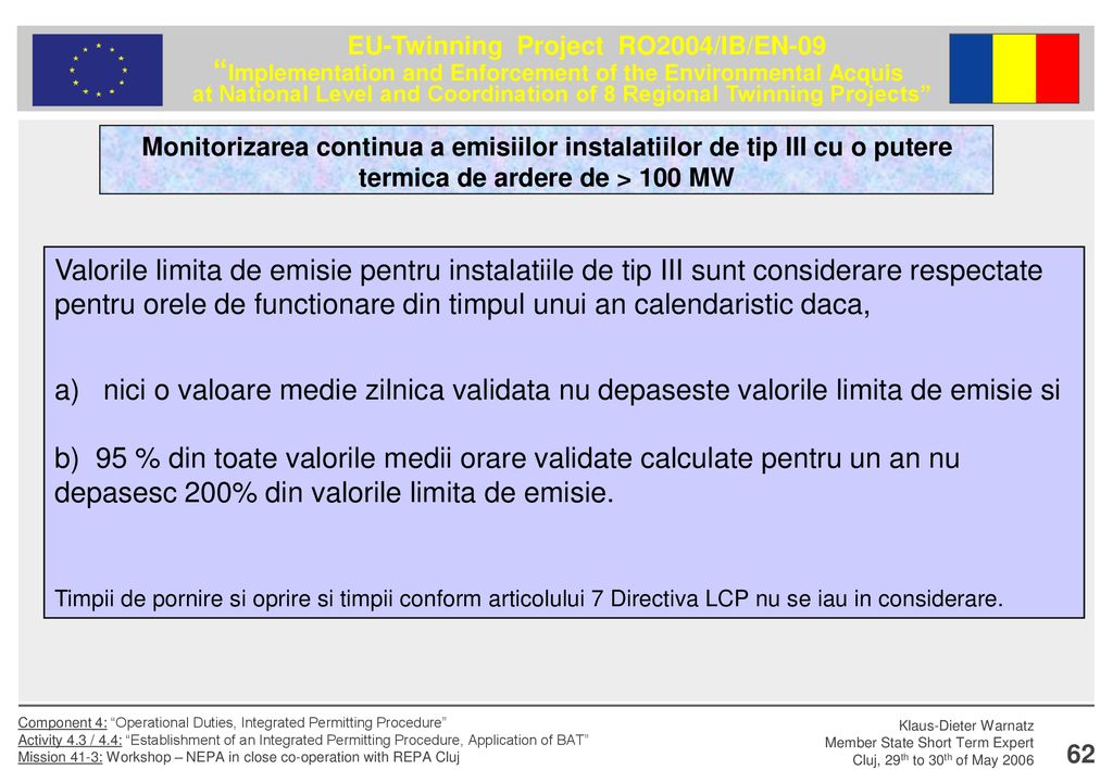 Monitorizarea continua a emisiilor instalatiilor de tip III cu o putere termica de ardere de > 100 MW