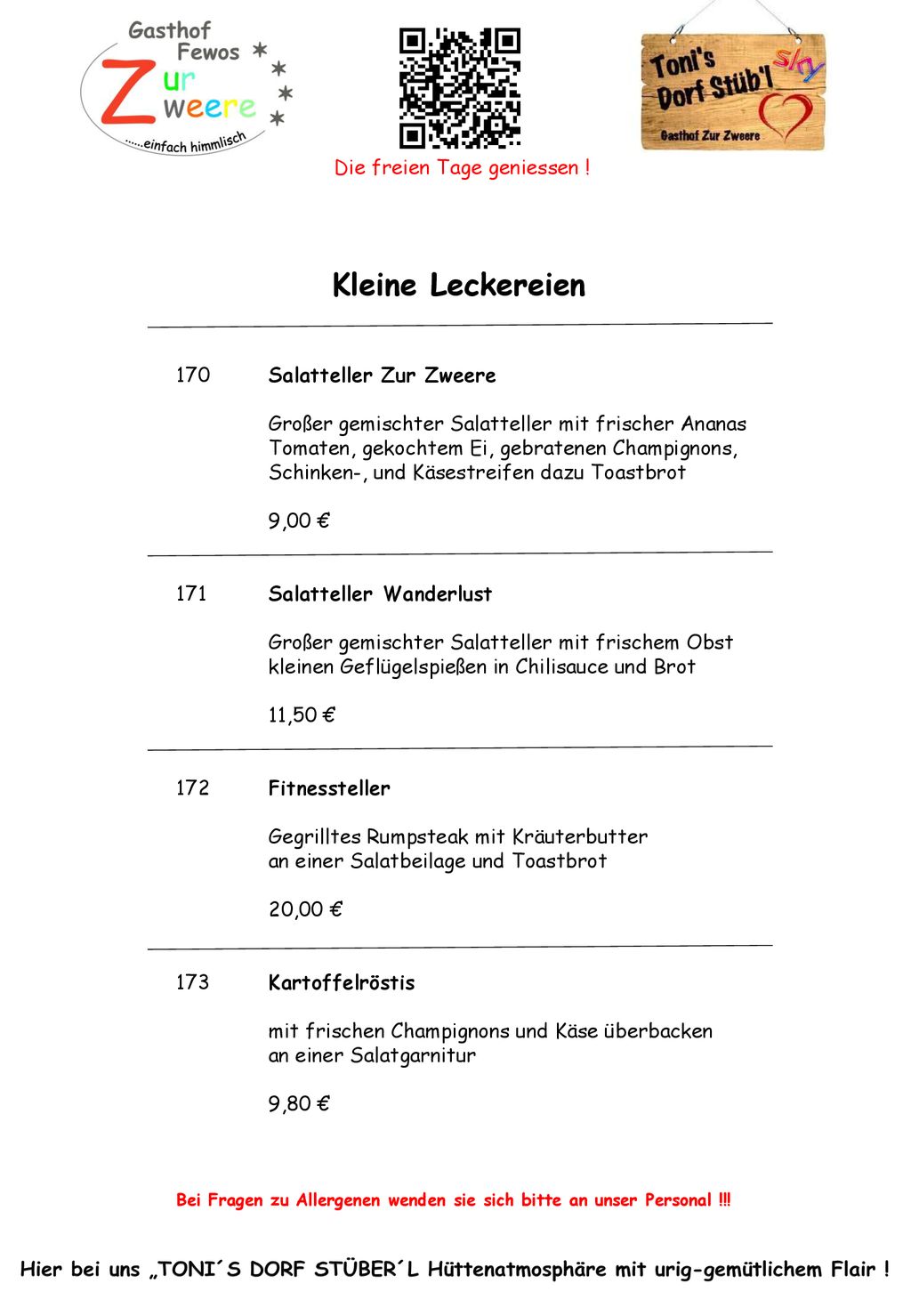 Kleine Leckereien Die freien Tage geniessen !