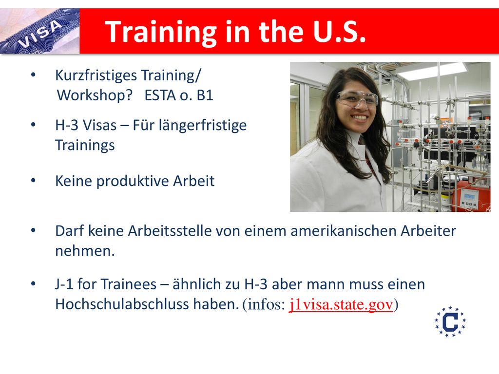 Training in the U.S. Kurzfristiges Training/ Workshop ESTA o. B1