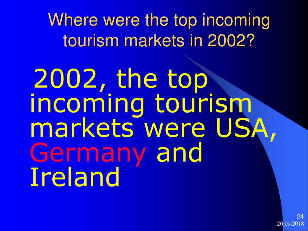 Where were the top incoming tourism markets in 2002