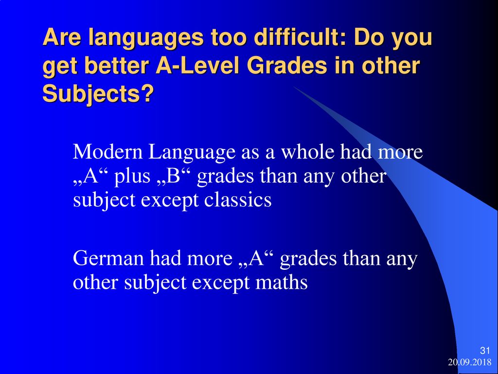 Are languages too difficult: Do you get better A-Level Grades in other Subjects