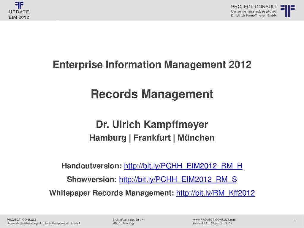 Enterprise Information Management 2012 Hamburg | Frankfurt | München