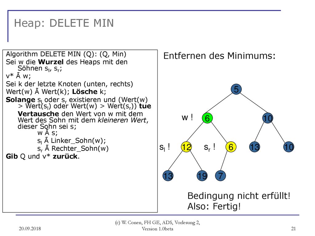 (c) W. Conen, FH GE, ADS, Vorlesung 2, Version 1.0beta