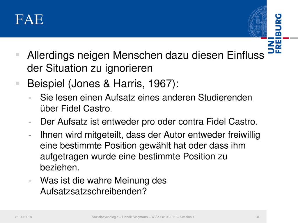 Sozialpsychologie – Henrik Singmann – WiSe 2010/2011 – Session 1