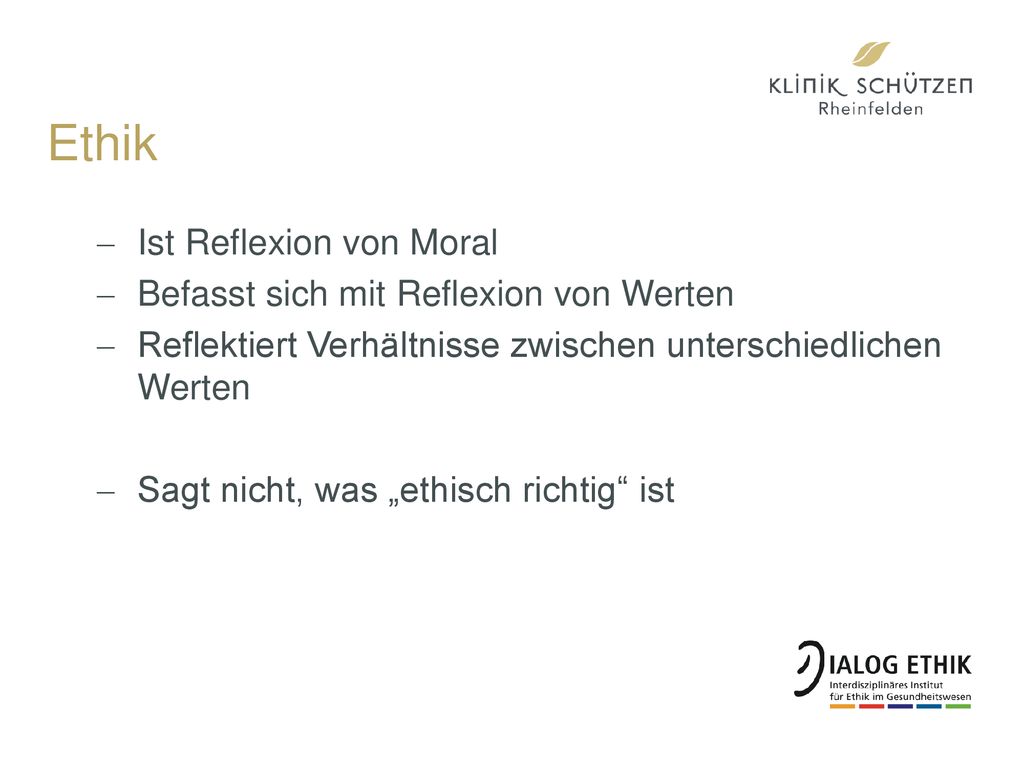 Ethik Ist Reflexion von Moral Befasst sich mit Reflexion von Werten