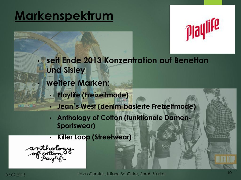 Markenspektrum seit Ende 2013 Konzentration auf Benetton und Sisley