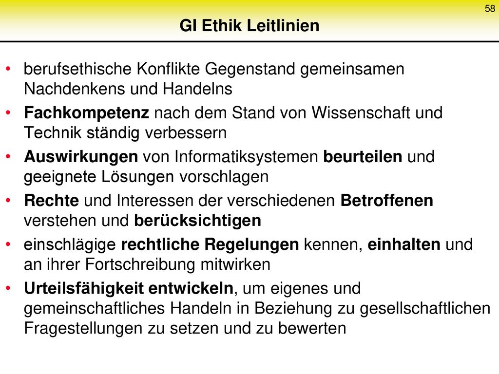 GI Ethik Leitlinien berufsethische Konflikte Gegenstand gemeinsamen Nachdenkens und Handelns.