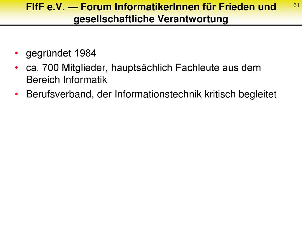 FIfF e.V. — Forum InformatikerInnen für Frieden und gesellschaftliche Verantwortung