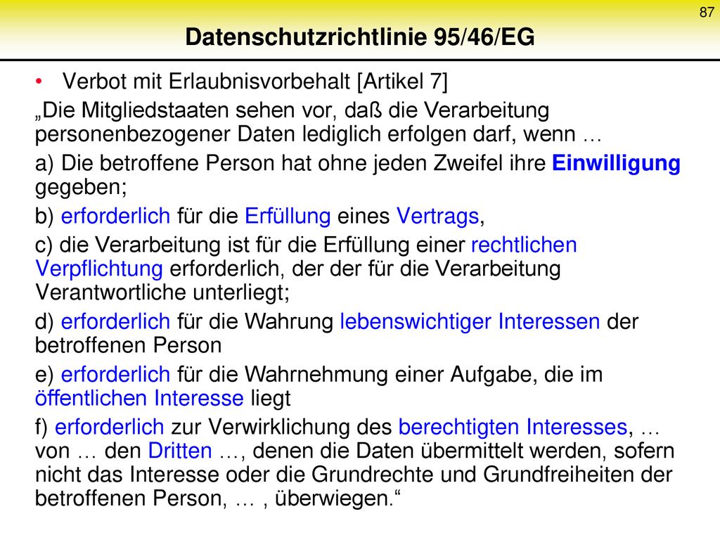 Datenschutzrichtlinie 95/46/EG
