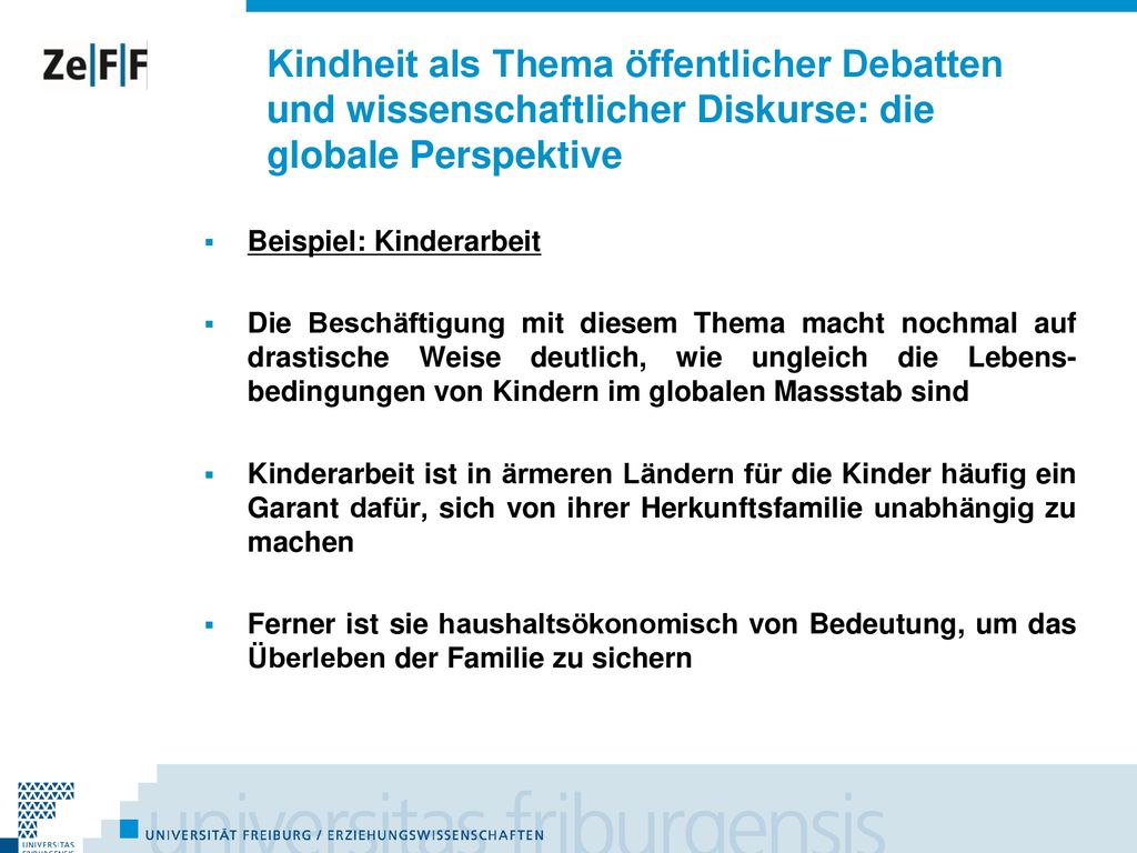 Kindheit als Thema öffentlicher Debatten und wissenschaftlicher Diskurse: die globale Perspektive