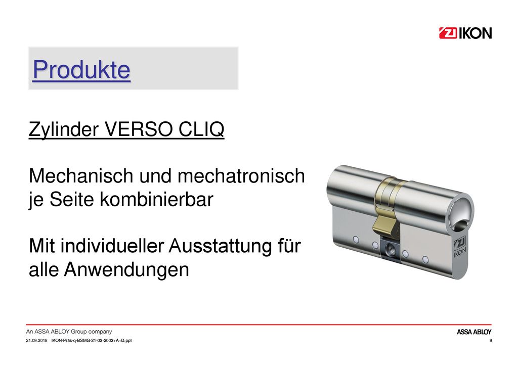 Produkte Zylinder VERSO CLIQ