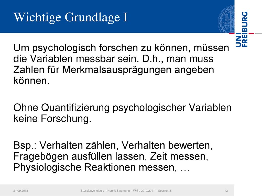 Sozialpsychologie – Henrik Singmann – WiSe 2010/2011 – Session 3