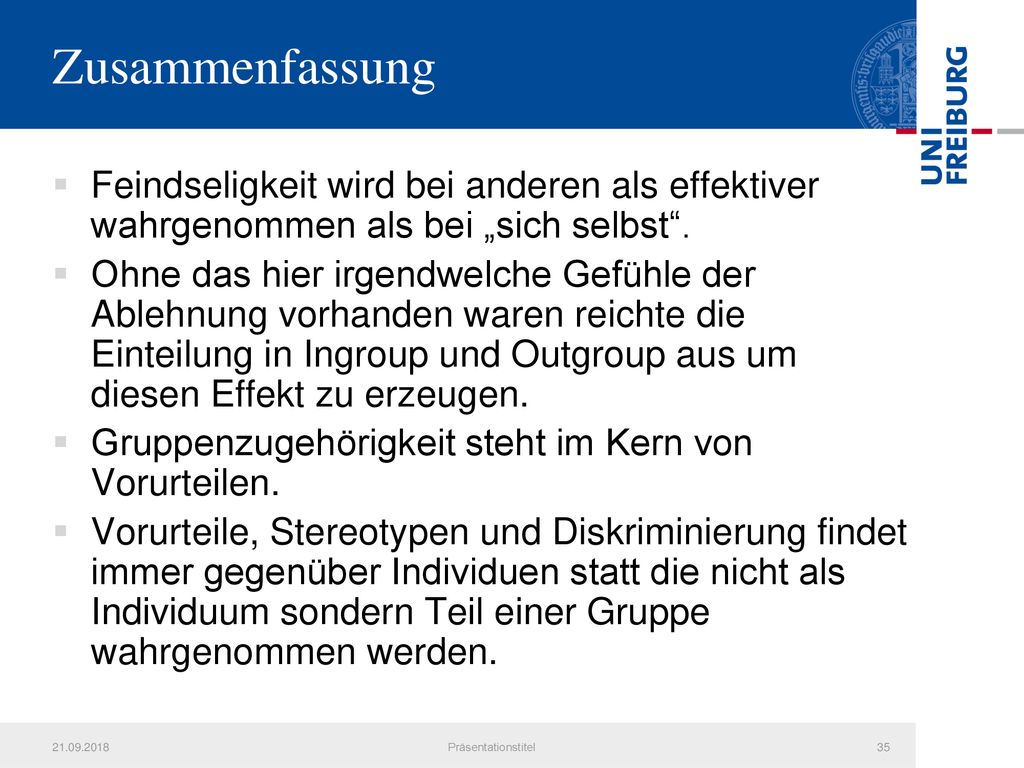 Zusammenfassung Feindseligkeit wird bei anderen als effektiver wahrgenommen als bei „sich selbst .