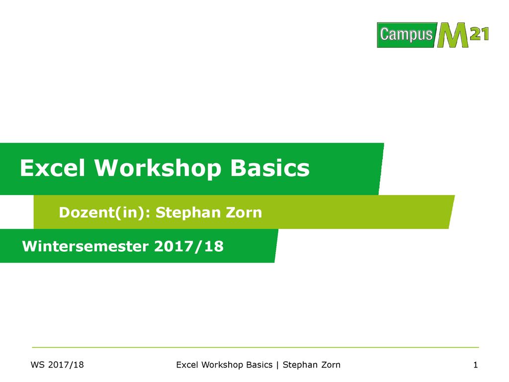 Excel Workshop Basics | Stephan Zorn