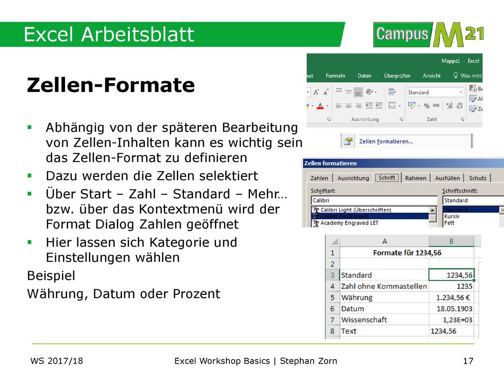 Excel Workshop Basics | Stephan Zorn