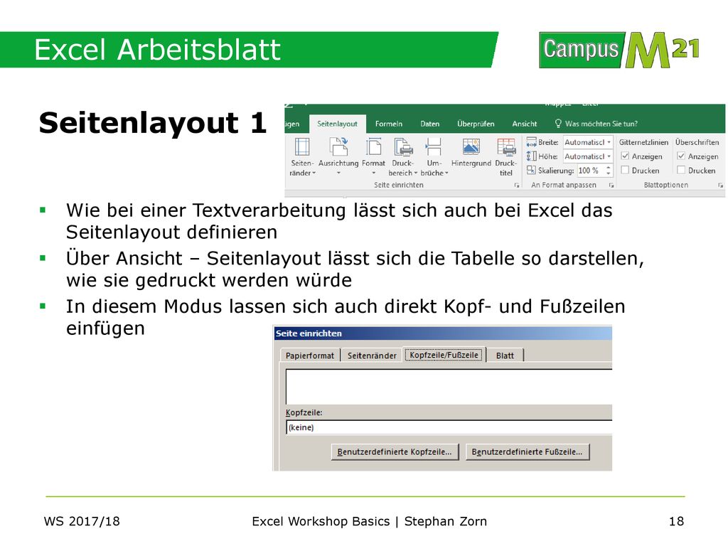 Excel Workshop Basics | Stephan Zorn