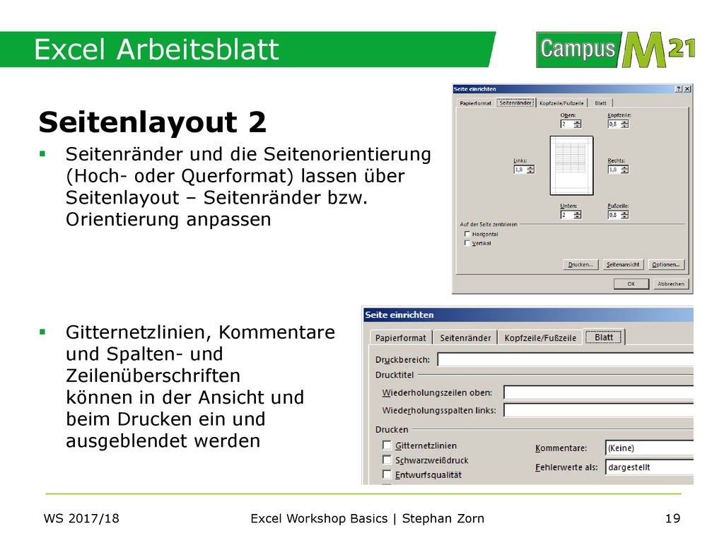Excel Workshop Basics | Stephan Zorn